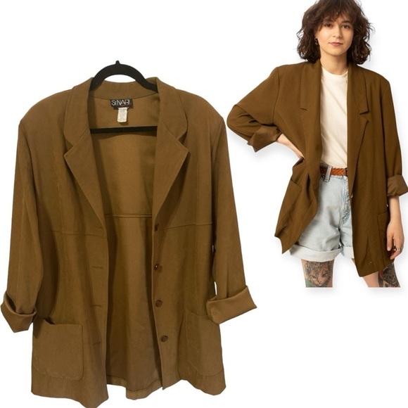 Faux Suede Blazer Oversized Boxy Rust Jacket Women’s Size 18 Button Fron… - Picture 1 of 10